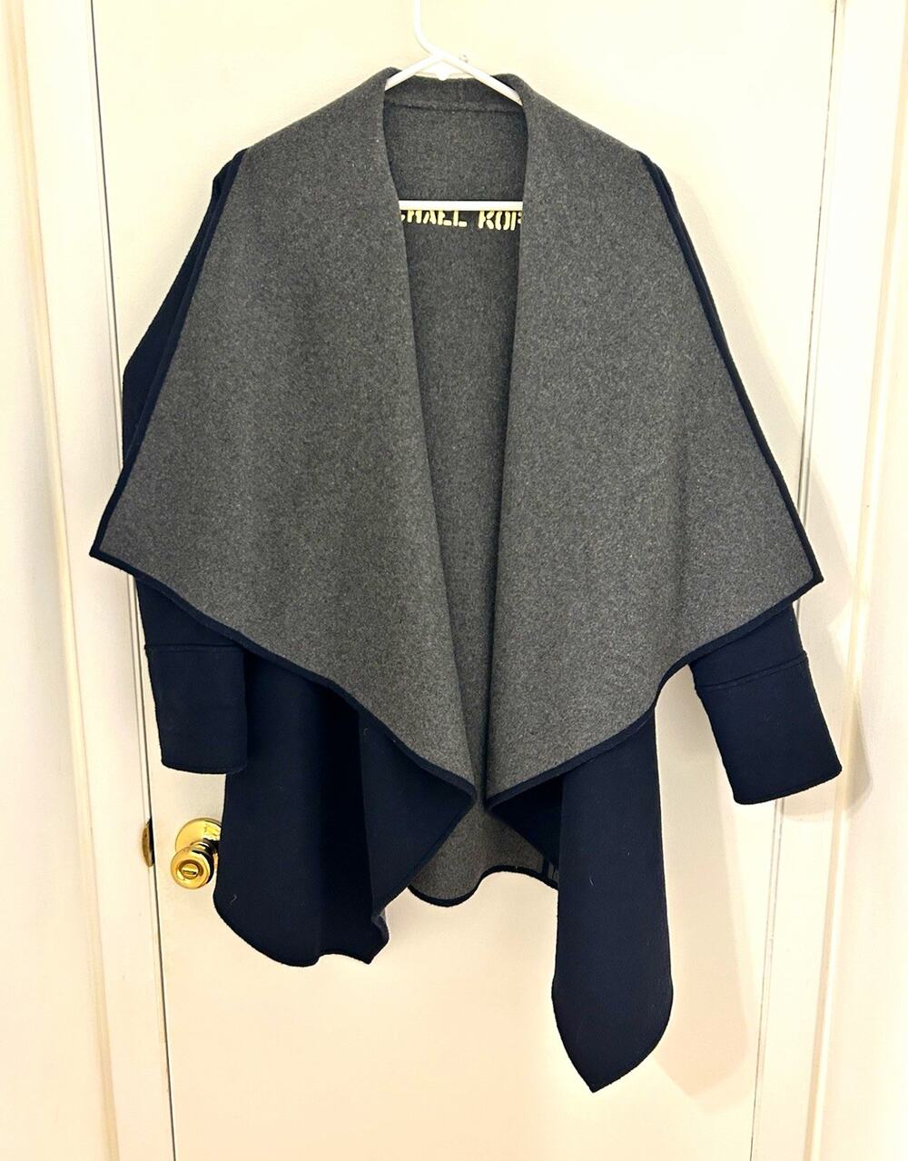 Michael Kors Women’s Draped Open Front Wrap Coat Gray Black Size XS